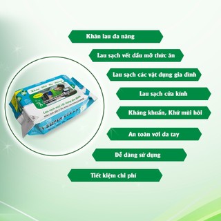 Combo 5 gói (kèm quà) khăn ướt lau bếp đa năng NY SUPPER CLEAN 50 tờ lớn 25 x 33 cm | Như Ý Company