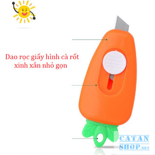 Dao Rọc Giấy Mini Hình Củ Cà Rốt Cute Có Chốt Cố Định, Dao Rạch Giấy Cà Rốt Bỏ Túi Nhỏ Gọn Tiện Lợi