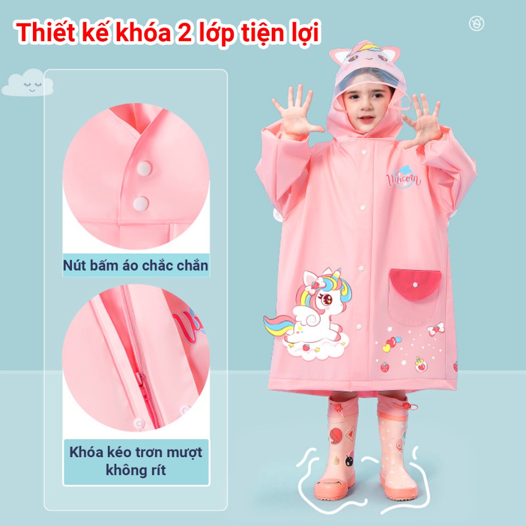 Áo Mưa Hình Khủng Long Cho Bé Trai,Pony Bé Gái