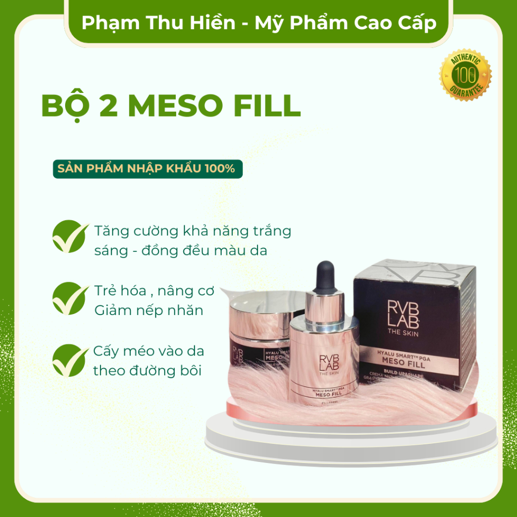 BỘ MESO FILL - Nâng Cơ, Trẻ Hóa Da, Trắng Da RVBLAB Nhập Khẩu Từ Ý (Serum/ Kem dưỡng)