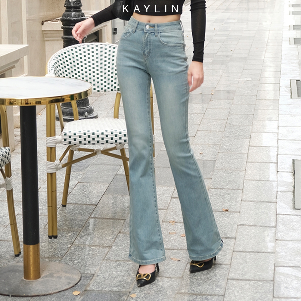 Ảnh Quần Jean KAYLIN ống loe form ôm chất vải Denim phong cách N2276 2