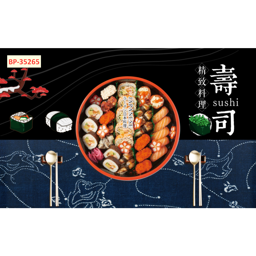 A. Tranh Lụa Kim Sa Dán Tường Quán Ăn Sushi Phong Cách Nhật Bản Hiện Đại...