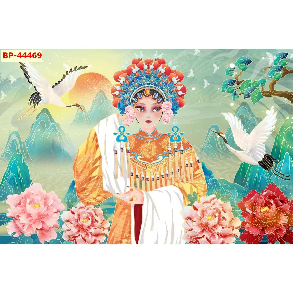 A.Mẫu tranh lụa dán tường lẩu nướng kinh kịch 3D mới. Nhiều kích thước lựa chọn...