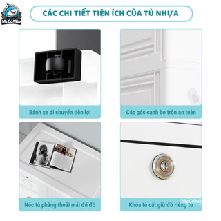 Tủ Nhựa Quần Áo Cho Bé, Tủ Quần Áo Trẻ Em Có Bánh Xe Di Chuyển Và Ngăn Khóa Tiện Lợi BG002