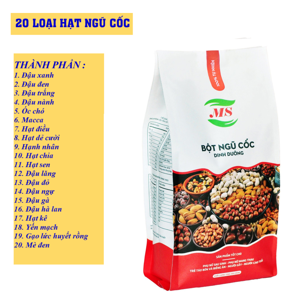 Bột Ngũ Cốc MS Tập GYM, Thể Thao, Yoga 20 Loại Hạt ( 500g)