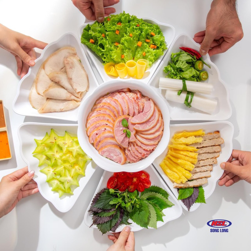 Bộ bát đĩa hoa mặt trời bày mâm cỗ bằng nhựa My Nhân