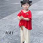 Bộ bà ba cho bé mẫu mới - Bộ quần áo trẻ em gấm đính nơ TB457 cho bé gái