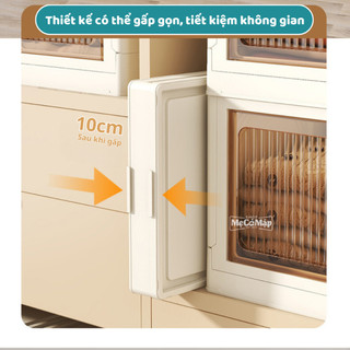Tủ Nhựa Cho Bé Có Bánh Xe Di Chuyển, Tủ Nhựa Gấp Gọn Thiết Kế Tính Từ Hai Cửa Chất Liệu PP Cao Cấp, An Toàn SK009