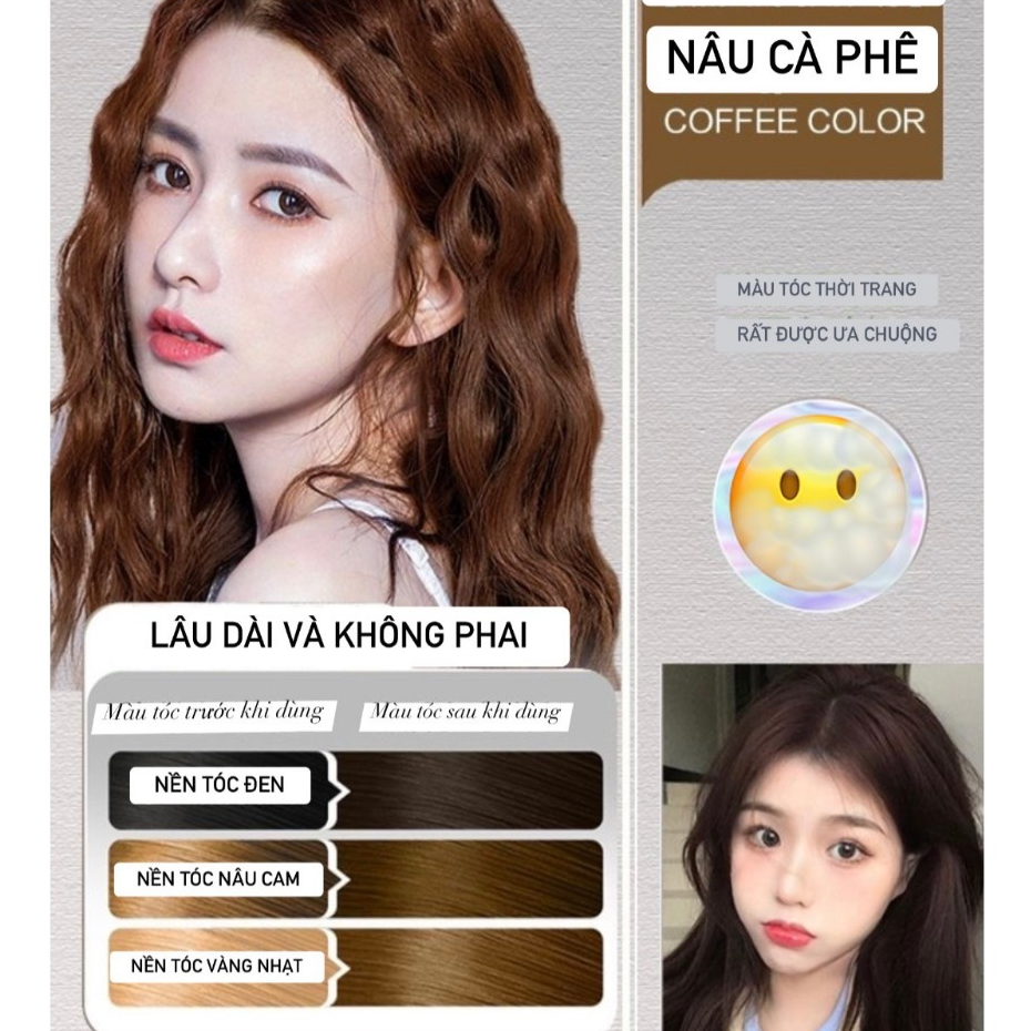Dầu Gội Nhuộm Tóc Thảo Dược Hellooii Bubble Màu Cà Phê, Màu Hạt Dẻ Và Màu Nâu Phủ Mùa Tóc, Nuôi Dưỡng Tóc Khỏe DGNT01