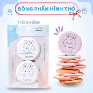 BÔNG PHẤN TÁN KEM NỀN IN HÌNH THỎ , DỄ THƯƠNG , BÔNG MỀM , DỄ TÁN LMLTOP
