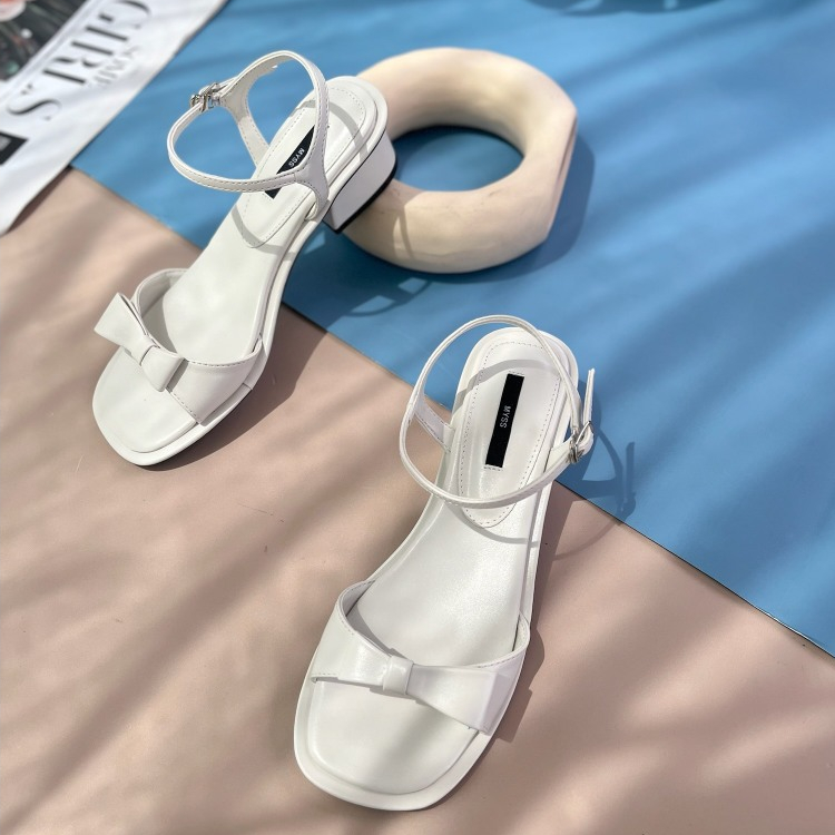 Giày sandal nữ MYSS đế bệt quai nơ ngang 4cm cao thời trang - SD307