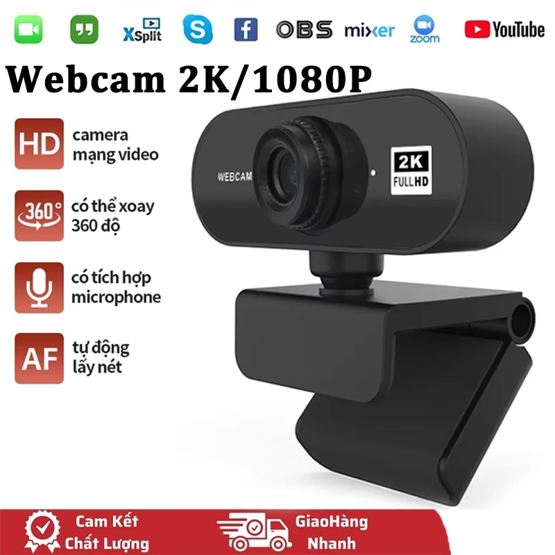 Webcam Có Mic 2K/1080P cho PC Laptop