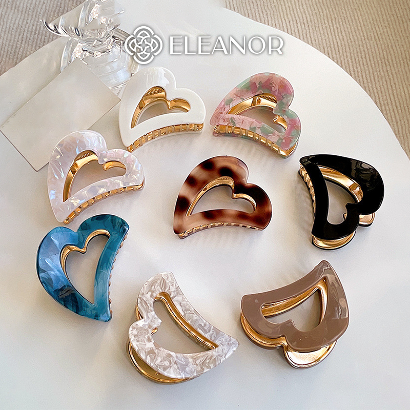 Kẹp tóc nữ Eleanor Accessories hình trái tim viền trơn kẹp càng cua phụ kiện tóc 8116