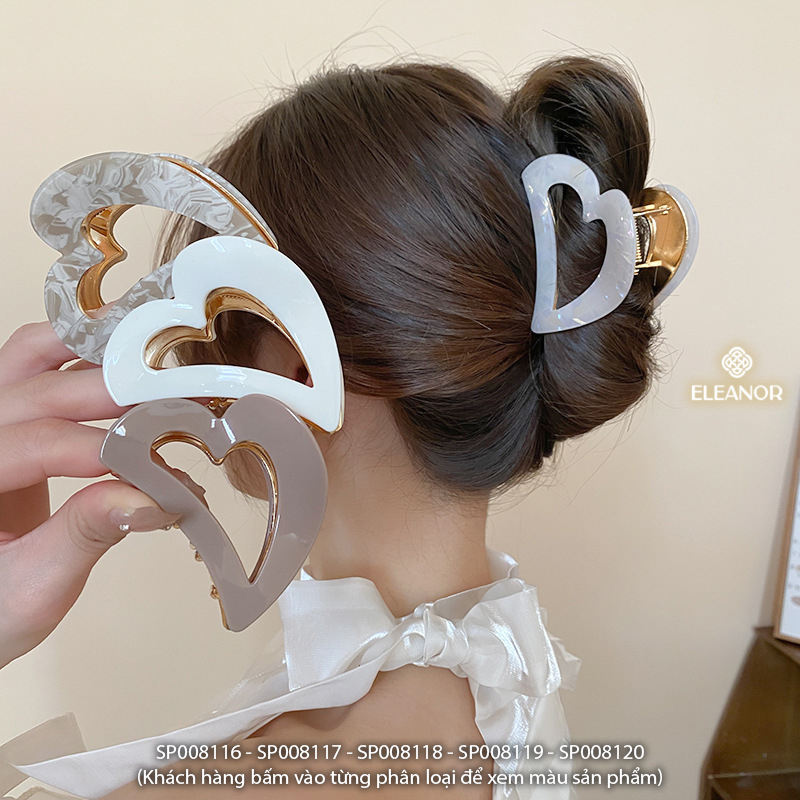Kẹp tóc nữ Eleanor Accessories hình trái tim viền trơn kẹp càng cua phụ kiện tóc 8116