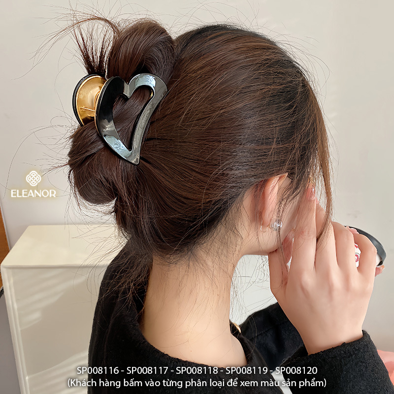 Kẹp tóc nữ Eleanor Accessories hình trái tim viền trơn kẹp càng cua phụ kiện tóc 8116
