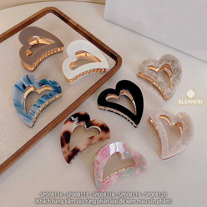 Kẹp tóc nữ Eleanor Accessories hình trái tim viền trơn kẹp càng cua phụ kiện tóc 8116