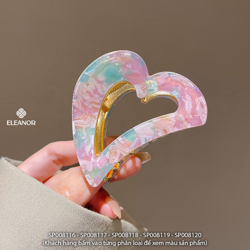 Kẹp tóc nữ Eleanor Accessories hình trái tim viền trơn kẹp càng cua phụ kiện tóc 8116