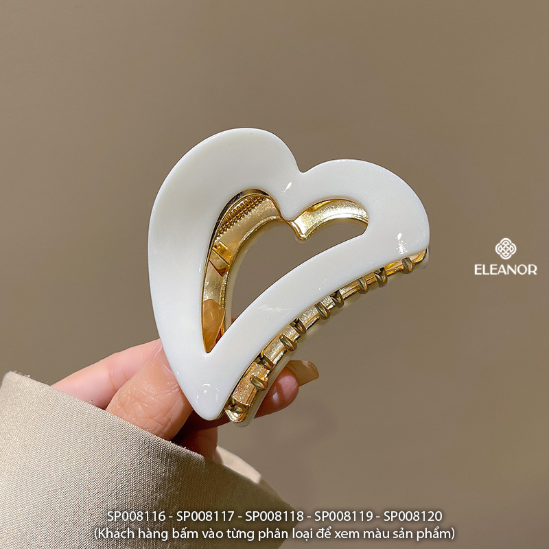 Kẹp tóc nữ Eleanor Accessories hình trái tim viền trơn kẹp càng cua phụ kiện tóc 8116