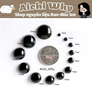 Mắt thú dán nhựa màu đen gói 100 cái