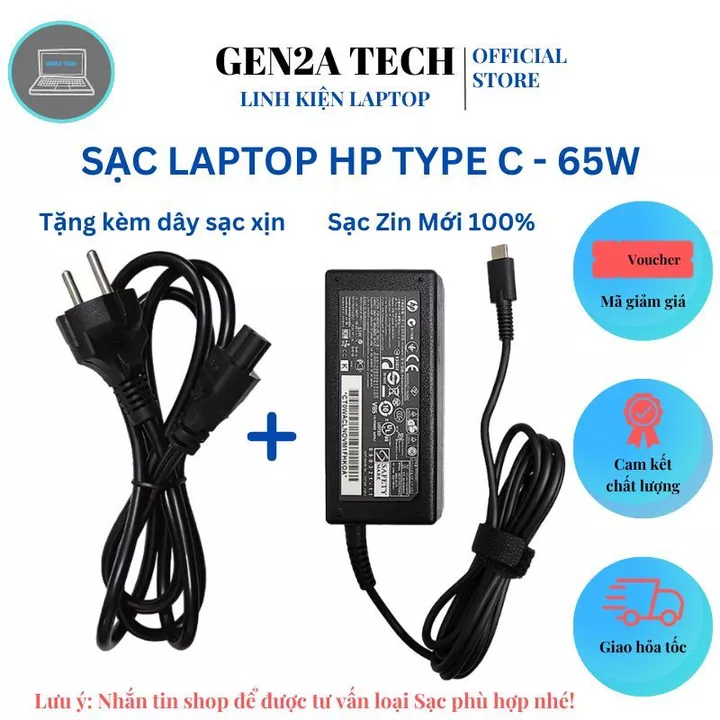 Sạc Laptop H.P Loại Zin Tốt 20V 3.25A 65W Type C Sạc Nhanh, Ổn Định - Sạc Laptop Type C - BH 12 Tháng - Lỗi Đỗi Mới