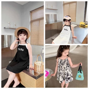 (HÀNG HÃNG) Váy bé gái 2 dây, đầm bé gái mùa hè, váy 2 dây bé gái hàng quảng châu loại 1, váy 2 dây bé gái