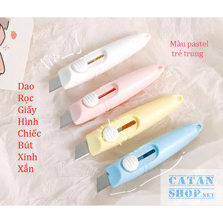 Dao Rọc Giấy Mini Bỏ Túi Hình Cây Bút , Dao Cắt Giấy Có Móc Treo Khoá Tiện Lợi-Gd204-Daorg-But