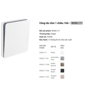 WGDL111- Dream- Công tắc đơn 1 chiều Hager