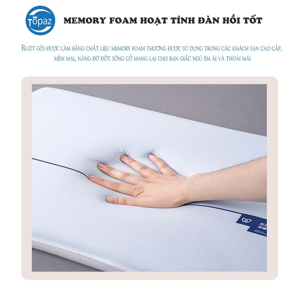 Gối Cao Su Non Memory Foam Topaz Nhập Khẩu, Ruột Gối Ngủ Cao 10CM Chống Đau Mỏi Vai Gáy Cho Gia Đình