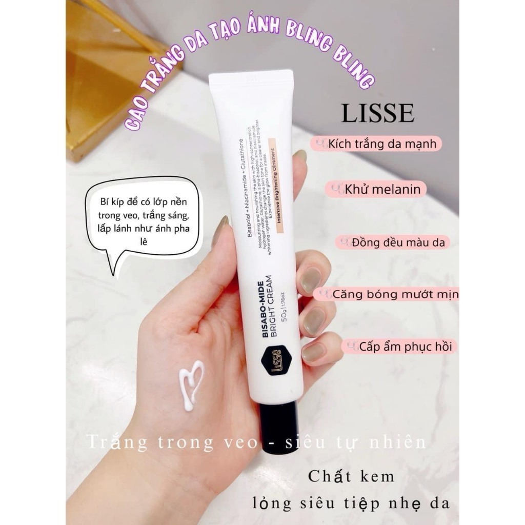 Cao Trắng Da Lisse hỗ trợ cấp ẩm, làm sạch sâu, dưỡng da trắng sáng, tuýp 50g