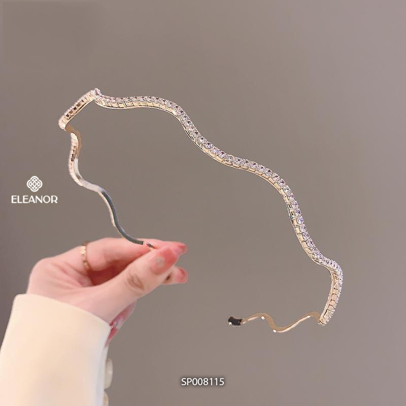 Băng đô cài tóc nữ Eleanor Accessories thiết kế gợn sóng bờm tóc đính đá phụ kiện tóc 8115