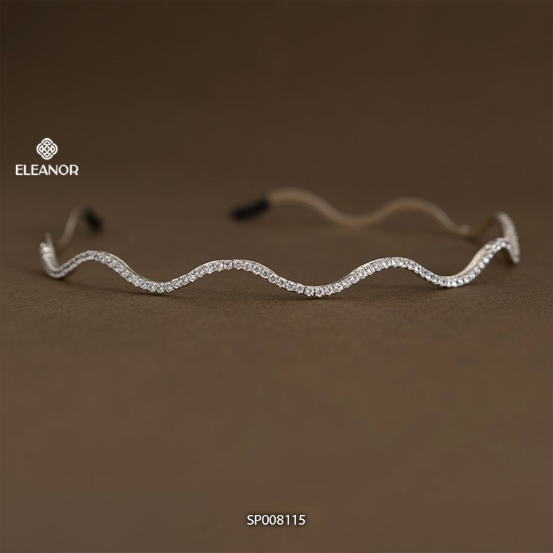 Băng đô cài tóc nữ Eleanor Accessories thiết kế gợn sóng bờm tóc đính đá phụ kiện tóc 8115