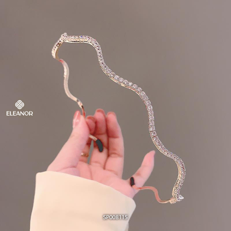 Băng đô cài tóc nữ Eleanor Accessories thiết kế gợn sóng bờm tóc đính đá phụ kiện tóc 8115