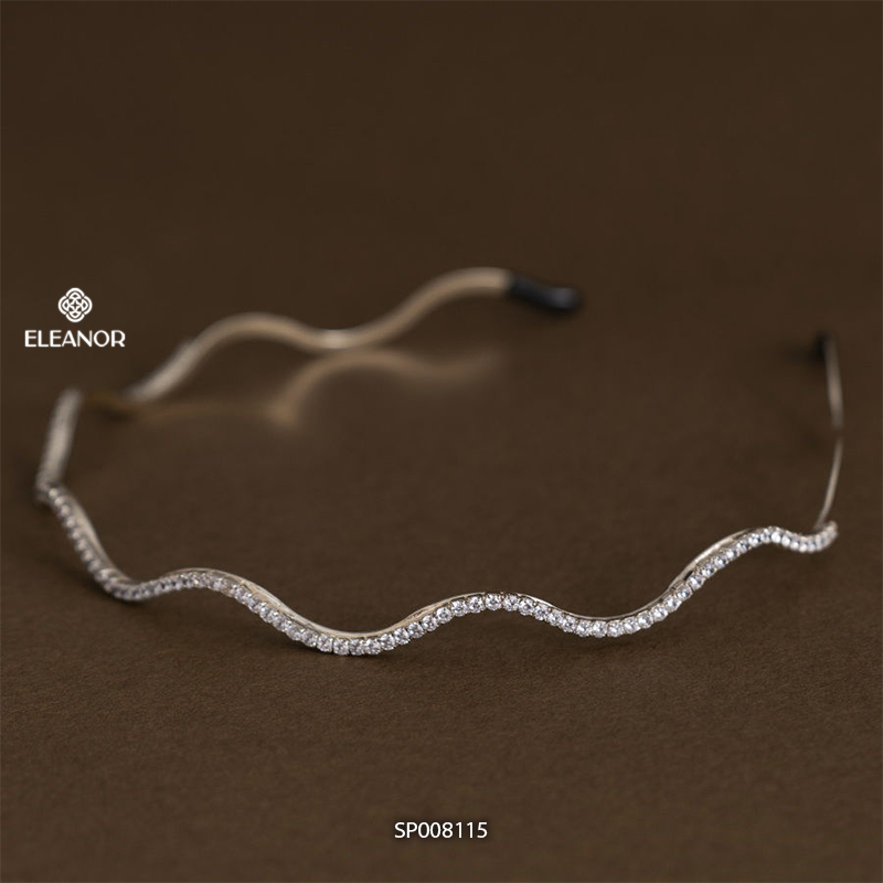 Băng đô cài tóc nữ Eleanor Accessories thiết kế gợn sóng bờm tóc đính đá phụ kiện tóc 8115