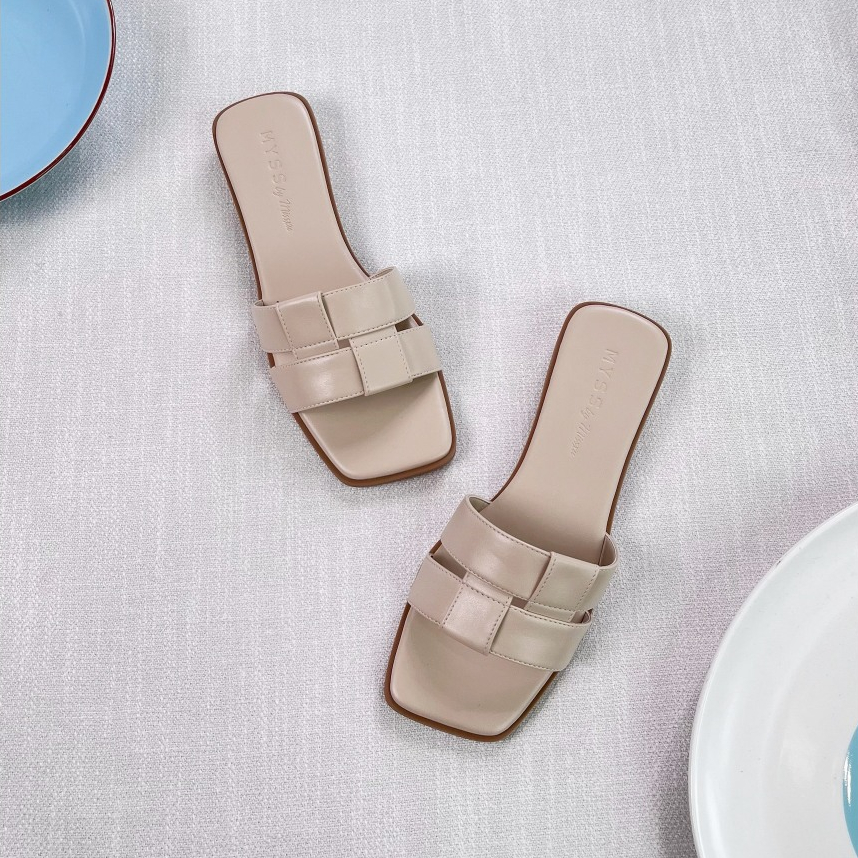 Dép nữ MYSS đế bệt quai ngang đan dây 1,5cm thời trang - DE201