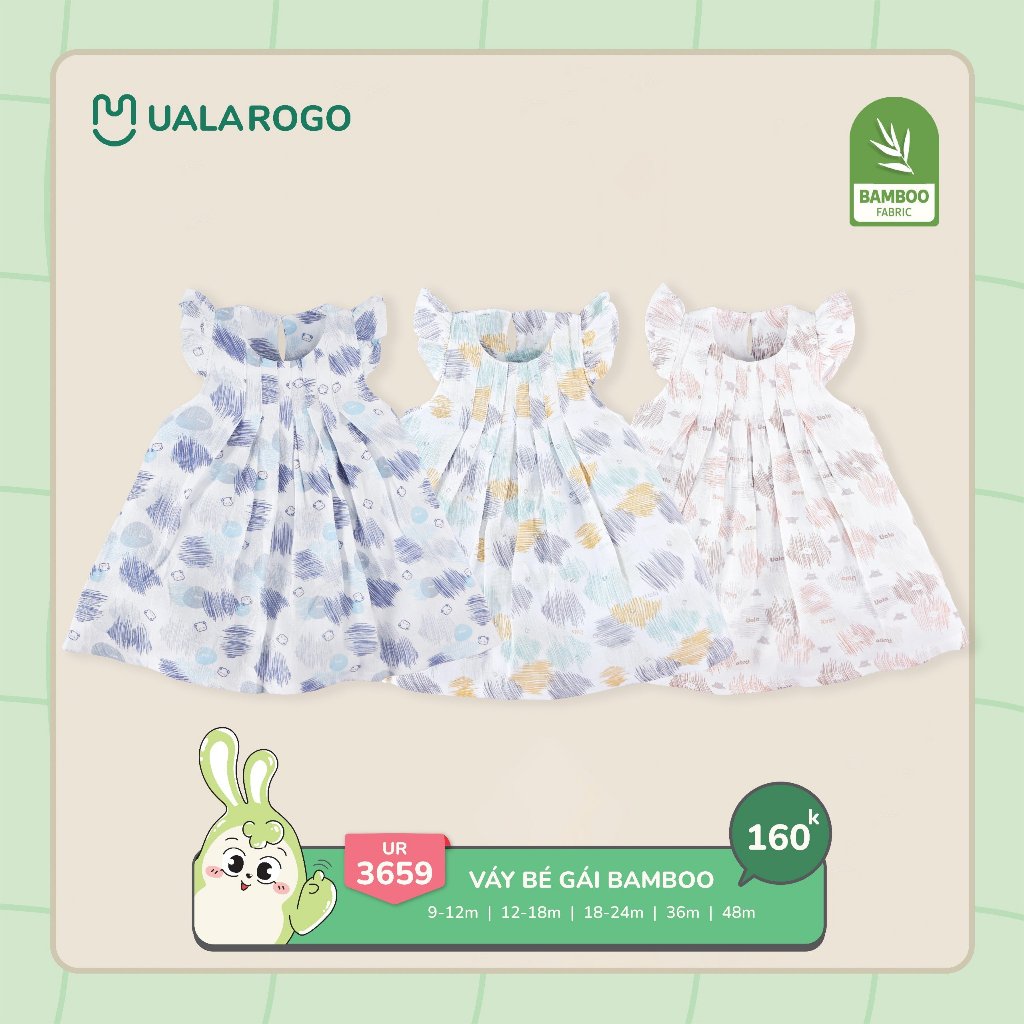 (6,5-19kg, 6-48M) Váy Xô Bamboo Điệu Đà Bé Gái Uala UR2169 UR3659 UR2176