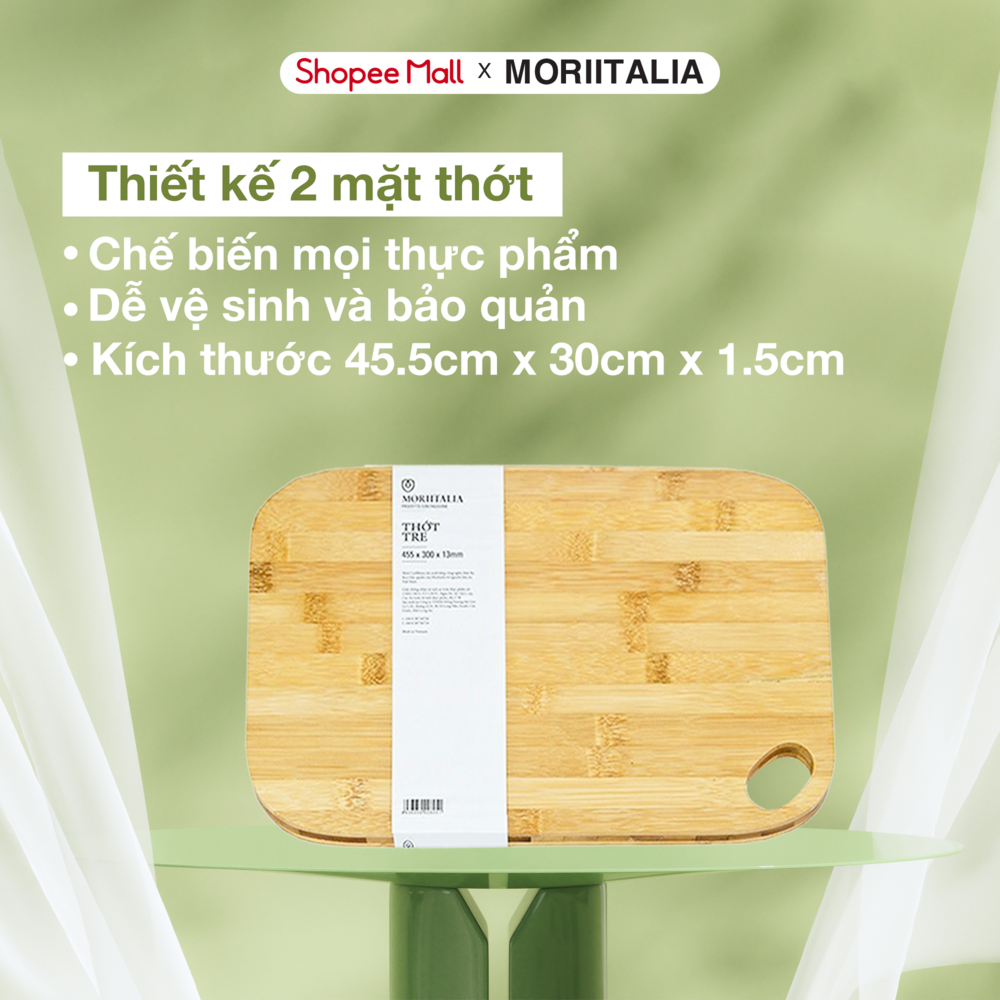 Ảnh Thớt tre đa dụng Moriitalia, Nhiều kích thước,Chống nấm mốc kháng khuẩn, Không hoá chất tạo màu 3