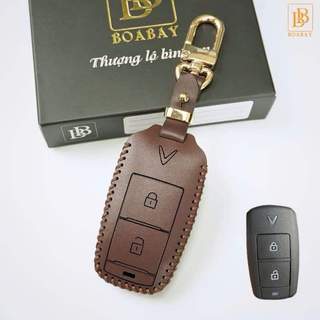 Bao Da Chìa Khoá ô tô VINFAST VF3, Ốp khoá Vf3 da bò cao cấp khắc tên số điện thoại bảo hành 2 năm Boabay