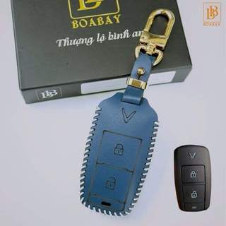 Bao Da Chìa Khoá ô tô VINFAST VF3, Ốp khoá Vf3 da bò cao cấp khắc tên số điện thoại bảo hành 2 năm Boabay