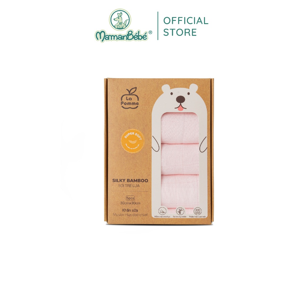 Ảnh K001 Set 5 Khăn sữa sợi tre lụa (30x30cm) La pomme 2