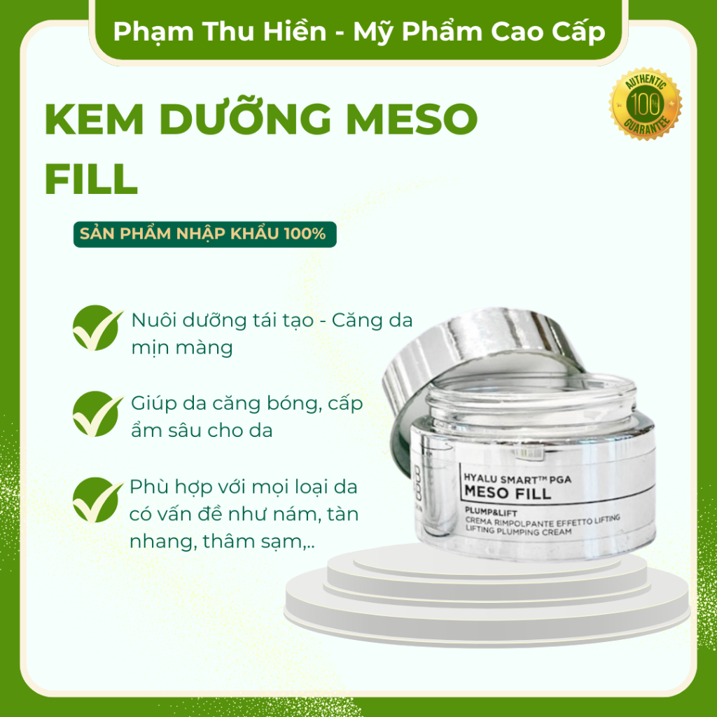 Kem dưỡng Meso nâng cơ, căng bóng, trắng da, thúc đẩy tăng sinh Collagen