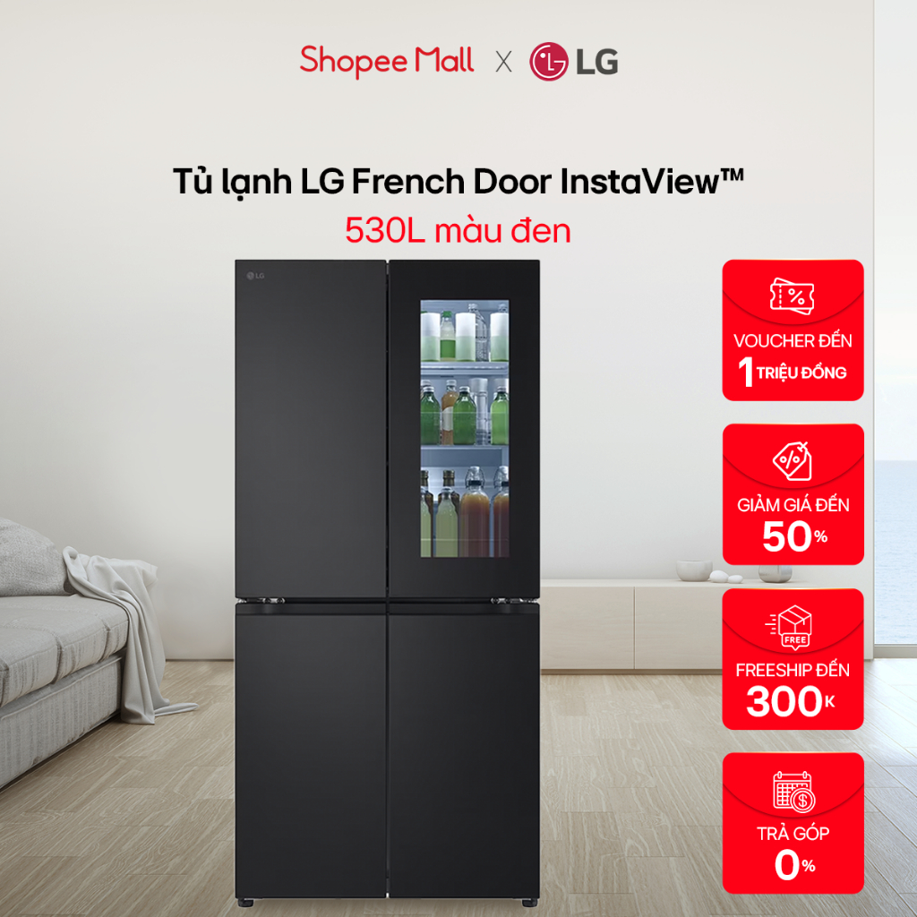 Tủ lạnh LG French Door InstaView™ 530L màu đen LFB53BLMI | Shopee Việt Nam