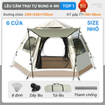 Lều cắm trại, lều tự bung lục giác 6 cửa 2 cửa chính 4 cửa sổ nhóm 6-8 người chống tia UV, chống mưa, chống côn trùng — ảnh 2