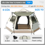 Lều cắm trại, lều tự bung lục giác 6 cửa 2 cửa chính 4 cửa sổ nhóm 6-8 người chống tia UV, chống mưa, chống côn trùng — ảnh 3