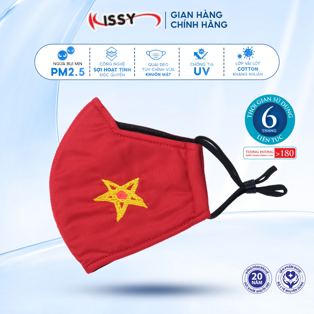 Ảnh Khẩu Trang Kissy 3D Cờ Đỏ Sao Vàng - Tự Hào Việt Nam - Mẫu Cho Bé, Giao Chuẩn Mẫu Và Chuẩn Size 1