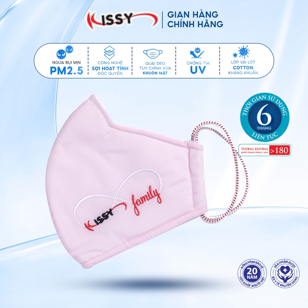 Ảnh Khẩu Trang Kissy Gia Đình Trơn Đủ Size Vải Cotton Sợi Hoạt Tính Chống Tia UV Ngăn Bụi Mịn PM 2.5 1