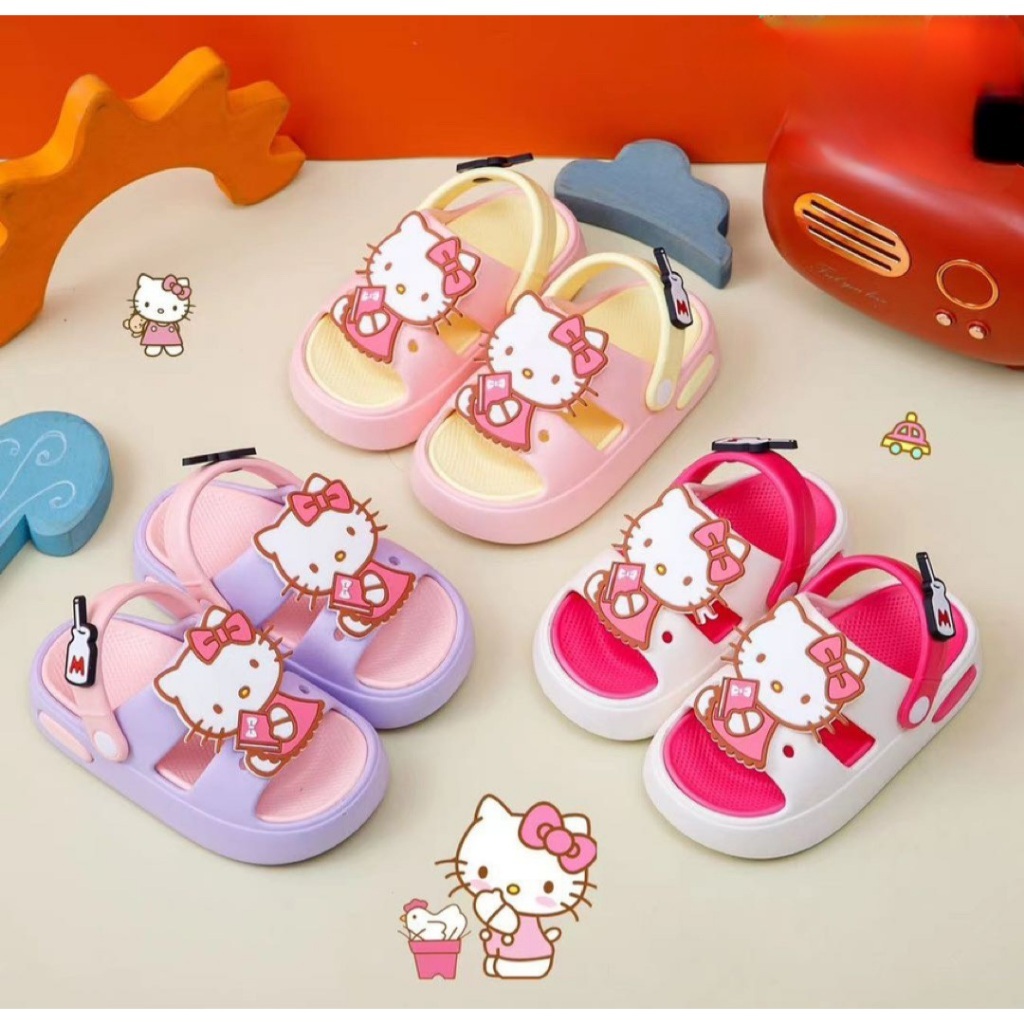 Dép bánh mì 2 quai kèm quai sau hàng cao cấp siêu nhẹ hình mèo KITTY cho bé gái