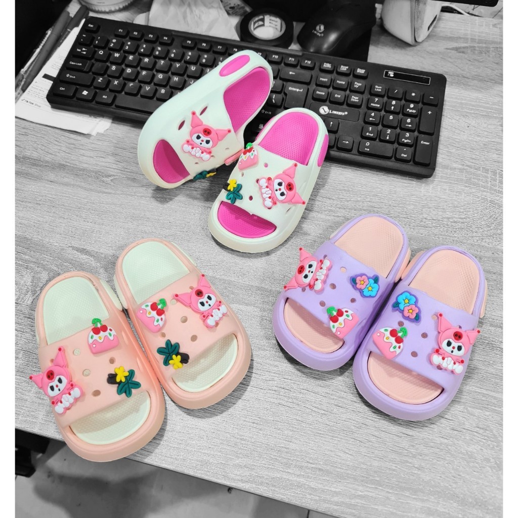 Dép bánh mì 3D đế cao cho bé gái hình thỏ koromi bánh kem siêu dễ thương nhẹ mềm