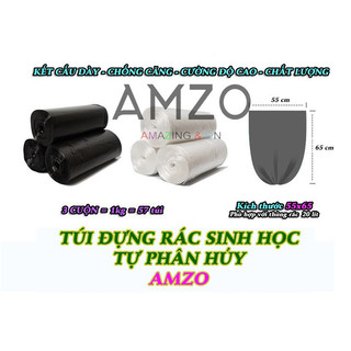 AMZO_BỘ 3 CUỘN 1KG TÚI ĐỰNG RÁC TỰ PHÂN HỦY SINH HỌC ĐEN - 4 SIZE