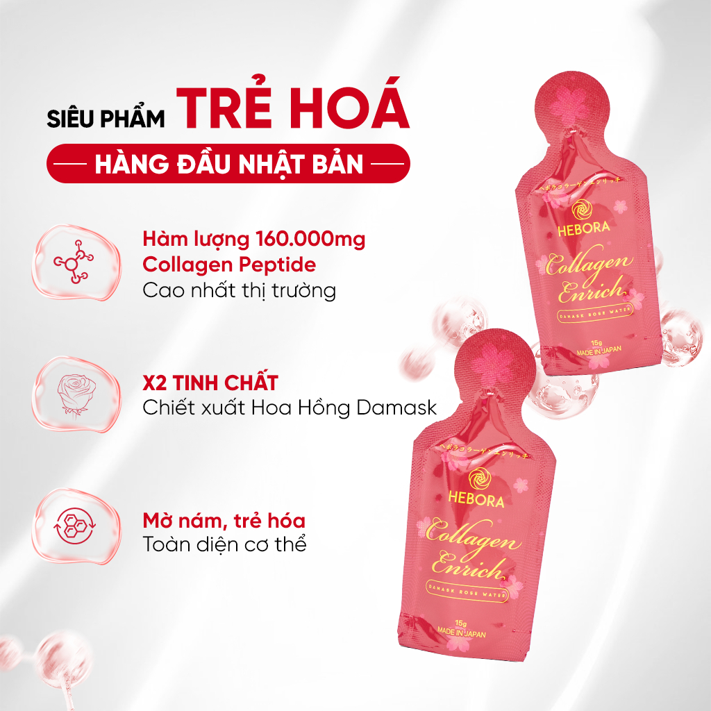 Ảnh Nước uống bổ sung Collagen Hebora Collagen Enrich Damask Rose Water - Hộp 28 túi 4