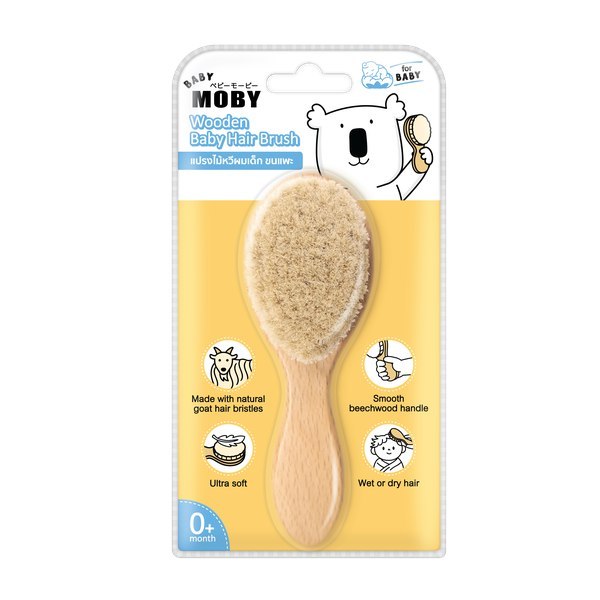 Ảnh Baby Moby Lược chải tóc massage cán gỗ cao cấp dành cho bé 3